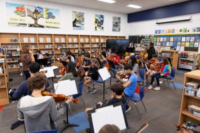 Orchestra rehearsing